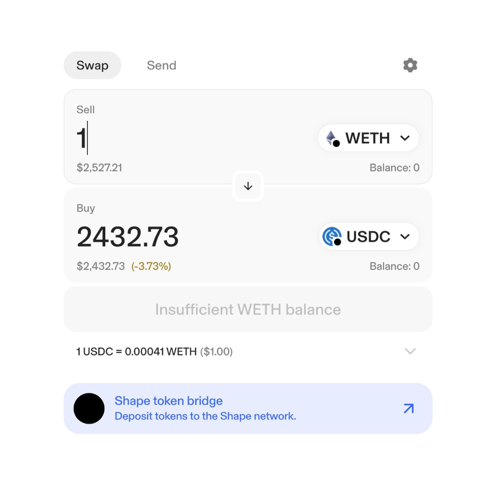 DEX swap interface